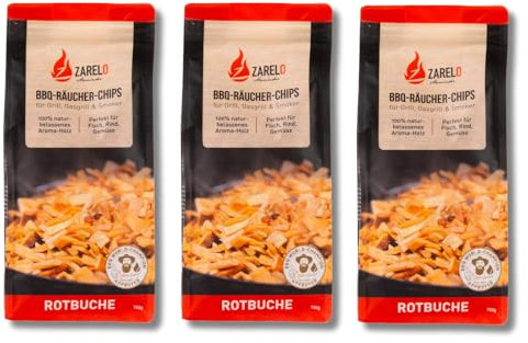 BAVAFIRE BBQ Räucherchips 3x750g - Hickory, Rotbuche & Vogelkirsche Wood Chips für unvergleichlichen Rauchgeschmack - 100% natürliche Holzchips als Zubhör zum Grillen