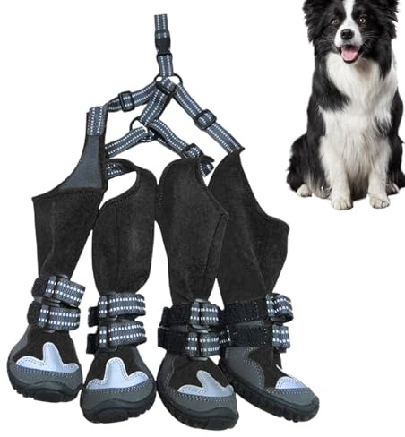 Walking Dog Boots - Wasserdichte rutschfeste Hundeschuhe, verstellbare Hundeschuhe mit Pfotenschutz, Outdoor-Hundepfotenstiefel für kleine und mittelgroße Hunde, Hundestiefel zum Wandern