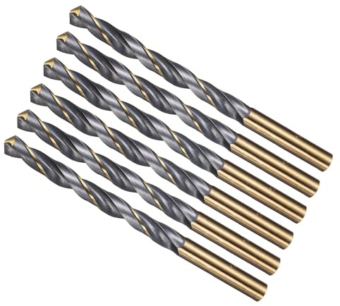 METALLIXITY Drill Bit (8mm) 4341 High-Speed Steel Black & Gold 6pcs | Straight Shank 118° Black and Gold Finish for Copper Aluminum Wood Plastic Medium Hard Metal