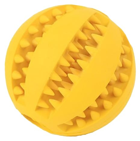 Hundeball für Kleine und Große Hunde | Snackball für Hunde | Welpenspielzeug Kauspielzeug | Naturkautschuk Material | Zahnpflege Hundespielzeug | Intelligenzspielzeug Ball für (Gelb, 1 Stück)
