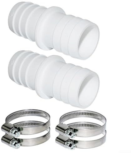Juego de adaptadores de manguera de 38 mm con abrazaderas de manguera fiables para equipos de jardín y piscina (2+4)
