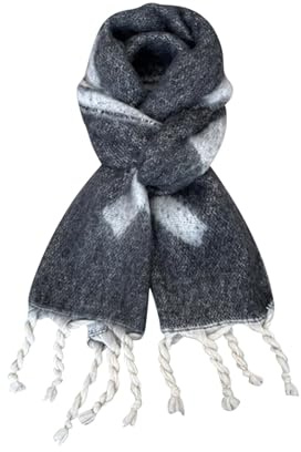 Generisch Rideaux à œillets pour l'extérieur, tendance, décontracté, atmosphère polyvalente, écharpe d'hiver chaude, écharpe noire en laine, gris foncé, taille unique