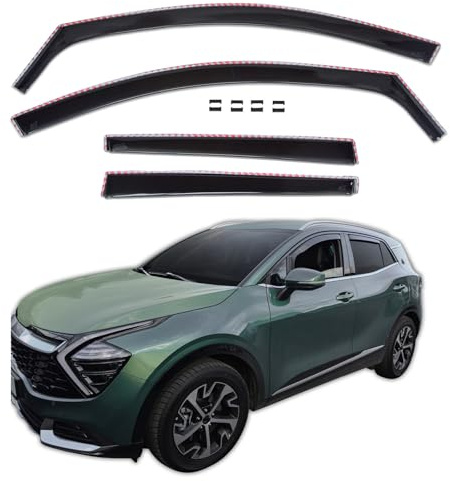 J&J AUTOMOTIVE GD Déflecteurs d'air et de Vent pour Kia Sportage NQ5 Depuis 2022 4pcs, Teintés, Avant et Arrière, Aérodynamique