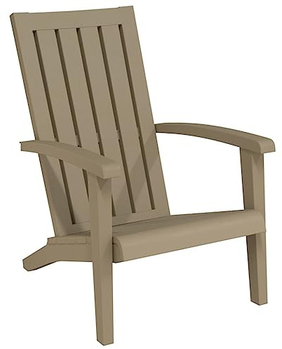 GeenYuu Adirondack-Gartenstuhl Hellbraun Polypropylen mit Holz-Optik, 63x85x93 cm, wetterfest, ergonomisch, stabil bis 150 kg, ideal für Terrasse, Garten und Balkon, Bequeme Armlehnen