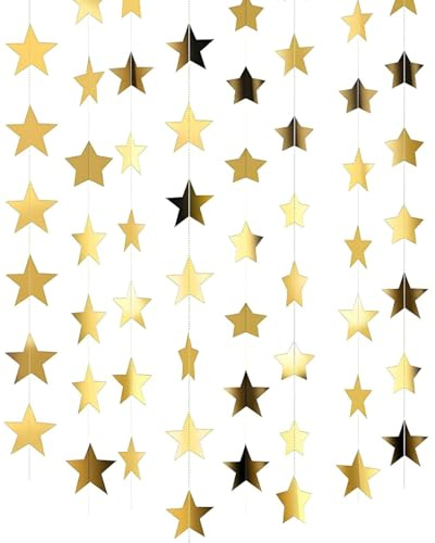 MenYiYDS 8 metri Ghirlanda di Carta Decorazione Scintillante Rotondo, stelline scintillanti,Decorazioni di San Valentino,per Decorazione Matrimonio Compleanno Natale Festa,decorazioni festa (Stella)