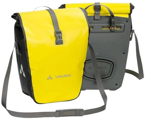 VAUDE Cykelväskor för bagagehållare Aqua Back 2 x 24 l i gult 2 x bakhjulsväskor vattentät, cykel bagagehållare väska bak, enkel fastsättning – Made in Germany