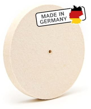 Polierscheibe für Schleifbock aus Filz (95% Wolle) mit Loch, Ø 100 mm, 20 mm dick, Polierfilz für Winkelschleifer und Drechselbank, Schleifbockscheibe aus Wollfilz – Made in Germany