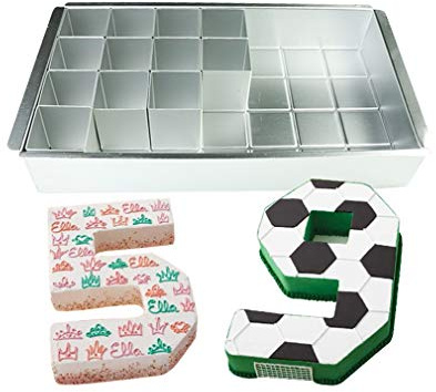 Ulalaza Aluminium Kuchenform rechteckige einstellbare Antihaft-Nummer & Alphabet Backform für Hochzeit Geburtstag