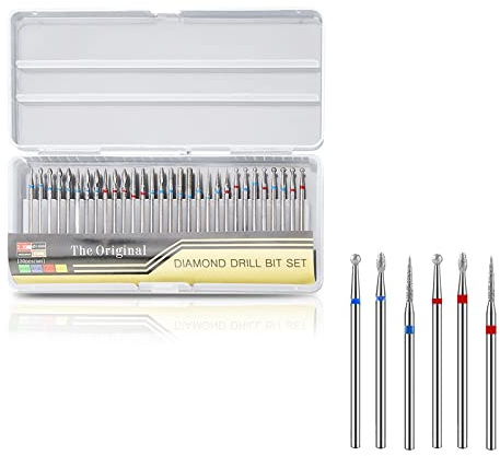 Sonew 30 Stück Diamant Nagelbohrer, Professionelle Pediküre Maniküre Nagelhaut Bohrer, Nail Drill Bits für Nagelfeilen maniküre Werkzeuge