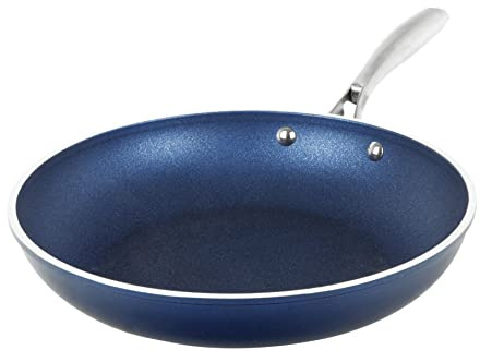 Granitestone Blue 12 XL Frying Pan with Ultra Durable Mineral and Diamond Triple Coated 100 Percent PFOA Free Skillet with Stay Cool Stainless Steel Handle Oven and Dishwasher Safe