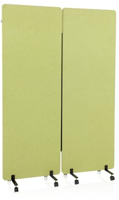 hjh OFFICE Mobile Akustik Trennwand 2er Set 177 x 60 cm FLEXMIUT Stoff Grün Raumteiler mit Rollen & Gleiter 891002