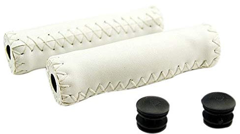 YFCTLM Fahrradgriffe Paar Leder Fahrradgriffe Griffe Trekking Lenker Abdeckung Farbe: Weiß