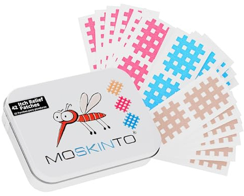 Moskinto The Original Mosquito Itch Relief Patches for Kids & Adults, Bug Bite Patches Soothe Swelling & Itching, Anti Itch Bug Bite Relief, Suction Tool Alternative, Family Pack, 42 Count