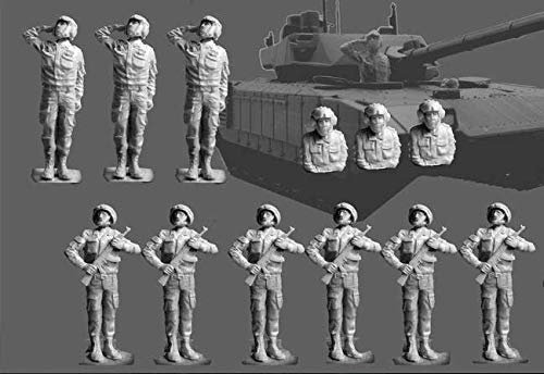 XINGCHANG Unbemalte Harzfigur im Maßstab 1:72 Crew bei der Parade (9 Stück) Modellbausätze Militär Neu
