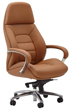 AMSTYLE Bürostuhl XXL Echtleder Braun, Chefsessel bis 120 kg | Schreibtischstuhl mit breiter Rückenlehne und Sitzfläche, Drehstuhl höhenverstellbar, Multiblockwippmechanik ergonomisch