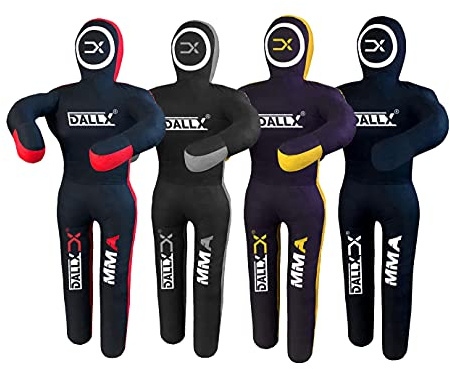DALLX MMA Grappling Dummy BBJ Wrestling Brazilian Jiu Jitsu Punching Bag Judo Karate Throwing Boxing Fighting Dummy Self Defense Standing Position – UNFILLED (Black, 6FT)