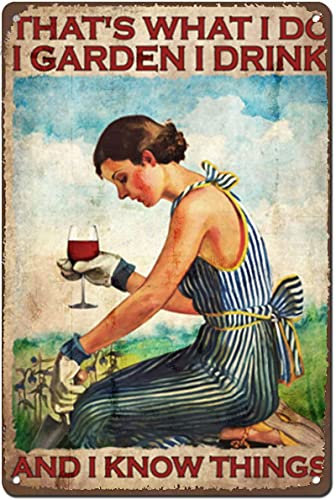 BASEOW Vintage Metal Tin Sign, Rectangular, 20cm x 30cm, Wall Decor for Bars, Home, Garden and Wine Lady, Gardener, Wine Lovers, Gift for Her