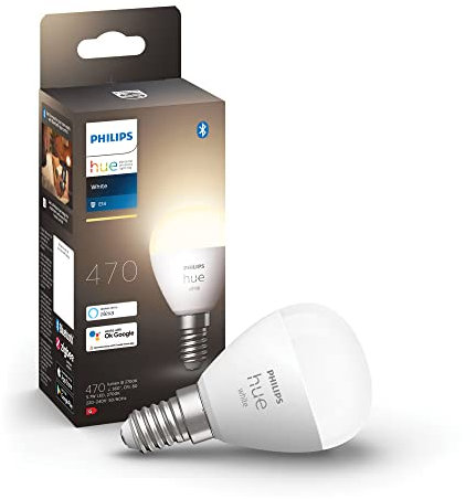 Philips Hue White E14 LED Lampe, Tropfenform, Einzelpack, dimmbar, warmweißes Licht, steuerbar via App, kompatibel mit Amazon Alexa (Echo, Echo Dot)