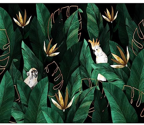 murando - Vlies Fototapete tropische Blätter 350x256cm - Foto Tapete Schlafzimmer Wohnzimmer Vliestapete XXL Motivtapeten Bildtapete 3d Effekt Wand Dekoration - Dschungel Tier Vogel Affe g-C-0399-a-a