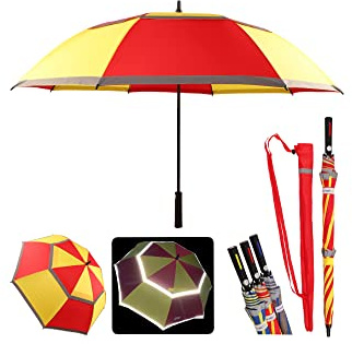 Quick Safety® XL Golf-Stock Regenschirm Automatik Auf-Knopf Extra Stabil. Doppelverdeck-Doppel Reflektierend. Wind-Wasserdicht. Sturmfest 30 131cm