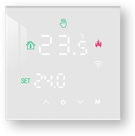 Termostato wifi caldaia a gas,Termostato programmabile settimanale intelligente，termostato controllo con Tuya samrt compatibile con Google Assistant e Alxe,Termostato ambiente digitale TGW60W-WPB