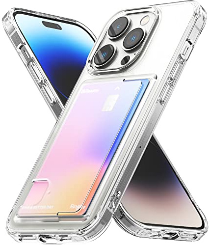 Ringke Fusion Card für iPhone 14 Pro Hülle, [Eingebauter Kartenhalter] Minimale Vergilbung Transparente Kratzfeste Handyhülle mit Dünn Integriertem Kartenfach