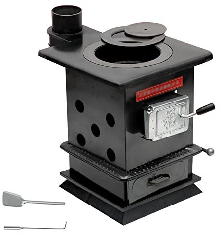 Estufa de Leña Cuadrada,Estufa de Calentamiento de Carbón,Pozo de Fuego de Calefacción de Invierno Eficiente Para El Hogar,Estufa de Uso de Cocina Multifuncional,Para Carbón,Madera,Paja de Grano
