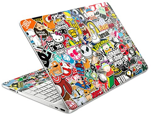 Laptop Skin Decal HP 15.6 - Sticker Bomb Laptop Cover Sticker No Cutting Required, No Bubble, Waterproof, Scratch Resistant - Including Wide Screen and Wrist Pad