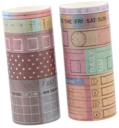 COHEALI Kalenderband Washi Tape Satz 10 Rollen Selbstgemacht Datumsband aus Papier Beschreibbares Dekorationsband für Monatsplaner Tagebuch Handbuch Bastelarbeiten Selbstklebend Zufälliger Stil