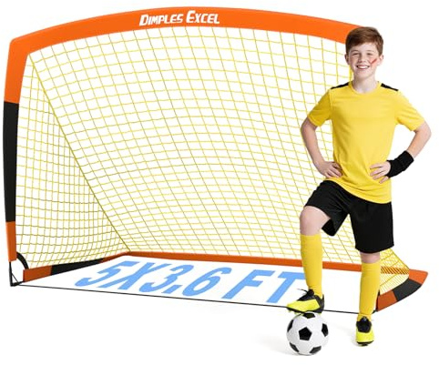 Dimples Excel fotbollsmål pop up fotbollsnät post fotbollsträning för barn trädgård festival present 1-pack (14 x 9,6 cm, orange + svart)