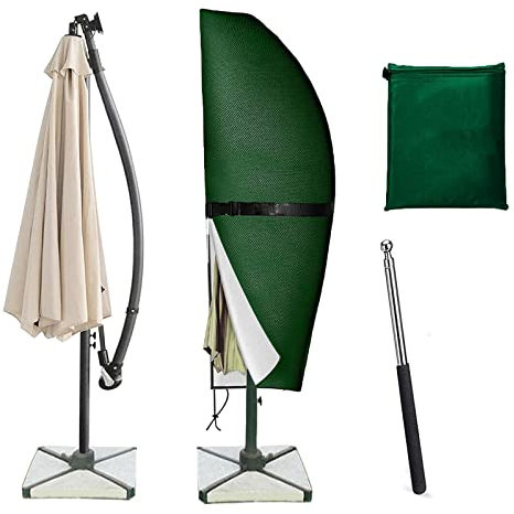 Rouzin Telo protettivo per ombrellone da 2 a 4 m, copertura per ombrellone con asta, impermeabile, resistente ai raggi UV, 280 x 30/81/45 cm