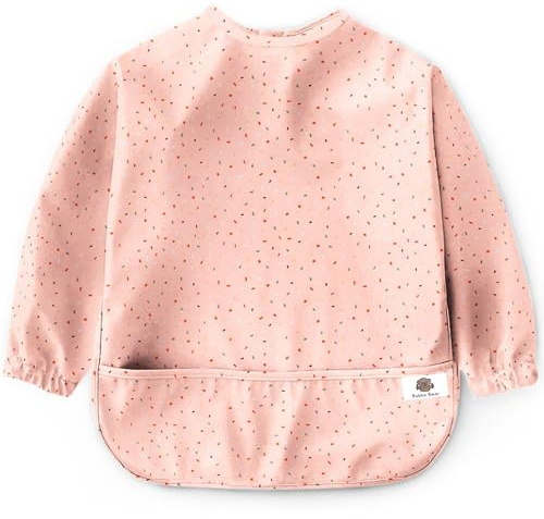 Bubba Bear Lätzchen Mit Ärmel - Abwaschbares Ganzkörper Ärmellätzchen für Baby Essen, Beikost (Rosa Konfetti)