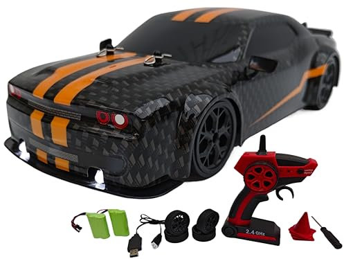 FelizWina-2.4G,1:14,High Speed Remote Control Drift Car,2 Rechargeable Battery,LED,Light up,up to 28Km/H,4WD Racing Fast Drift RC Car Vehicle Toys for Boys Girls, Xmas Birthday Gifts for Kids,1