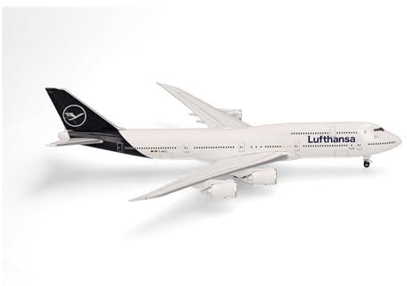 herpa Modellflugzeug Lufthansa Boeing 747-8 Intercontinental – D-ABYC Sachsen, Miniatur im Maßstab 1:500, Sammlerstück, Modell ohne Standfuß, Metall