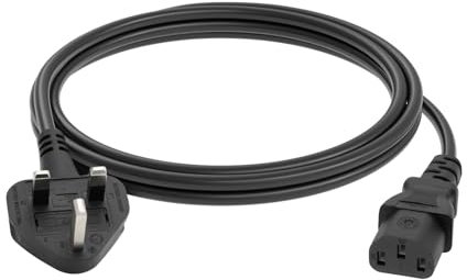 FIRMERST 2 Metre UK PC Power Cable 3 pin IEC320 C13 to BS 1363,Black