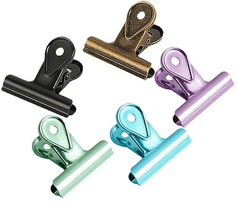MAGICLULU 5 Stück Edelstahl Binderclips 40mm Multifunktional Bunte Büroklammern Dokumentenbefestigung Für Büro Schule Zuhause