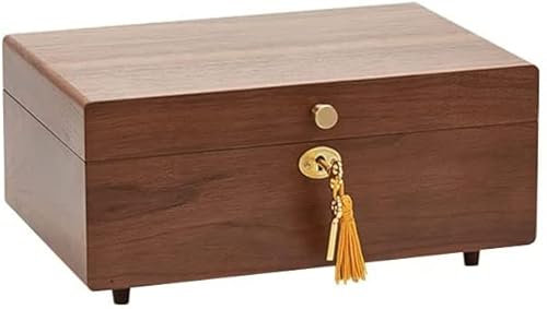Smyckeskrin Smyckeskrin Träförvaringslåda Retrolåda med halsband Krok Ring Örhänge Halsband Armband Förvaringslåda Inbyggd flanellsmyckeskrin och organisatörer