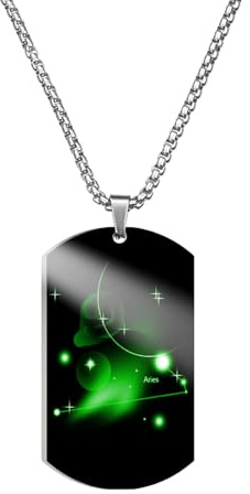 Caimeytie Halskette für Herren,Halskette Edelstahl männer,Sternzeichen anhänger,Kette konstellation,Astrologie Kette,60CM,Geschenk für Männer,Erkennungsmarke