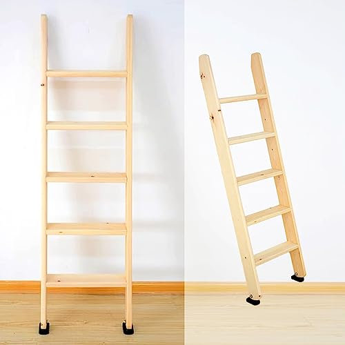Solid Wood Loft Ladder with Hooks ＆ Non Slip Feet, Heavy Duty Twin Bunk Bed Ladders, Multi-function Climb Ladder for Motorhome Travel Trailers (Size : 150cm/59)