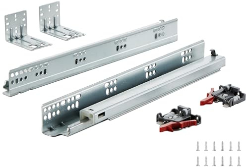 VEVOR Bottom Mount Drawer Slides 6 Pairs 15 Inch, Heavy Duty Ball Bearing Soft Close Full Extension Steel Tracks, Noiseless Guide Glides for Cabinet Kitchen Drawers with Locking, 100 Lbs Capacity