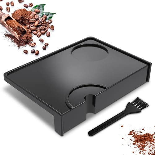 Yoassi Tampermatte Silikon mit Tischkantenschutz, Tamping Matte rutschfest Espresso Barista Zubehör Tamper Ablage für Siebträger Ideales Siebträger Accessoire, Schwarz