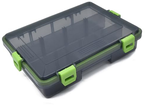 Caja organizadora de plástico de doble cara para aparejos de pesca, caja de almacenamiento de aparejos de plástico transparente, caja de almacenamiento para anzuelos de pesca, accesorios pequeños,