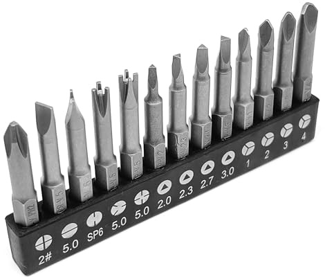 13 pcs OHIY Special Shape Screwdriver Insert Bit Set Phillips, Slotted, Spanner, Y-Type, Triangle, Inner Cross, 3-Points, Durable CR-V Steel, 2 Long Shank with Standard 1/4 Hex Drive