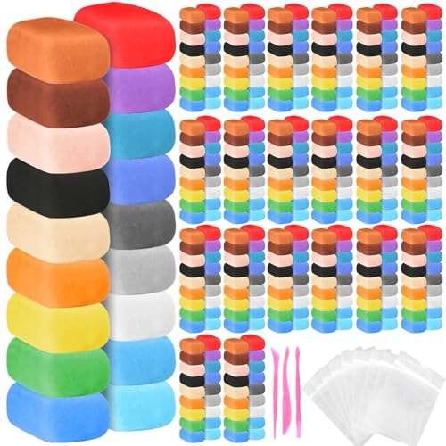 Poen 48 Pcs Air Dry Clay Kit with Sculpting Tool 24 Colors DIY Modeling Clay, Non-Sticky Soft and Light, Arts and Crafts Gift for Adults Artists