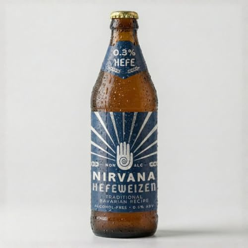 Nirvana - Hefeweizen, 0.3% ABV, 12 x 500ml - Unfiltered Traditional Bavarian Wheat Beer, IWSC Silver 2025, Low Calorie, Vegan, Beer Gift Set - Alcohol Free
