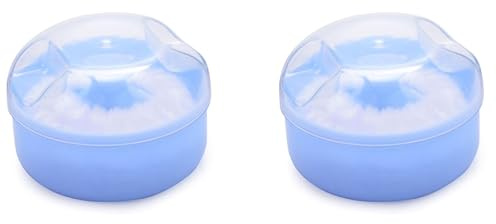 Vklopdsh 2X Baby Weiches Gesicht Körper Kosmetik Puderquaste Schwamm Box Fall Container (Blau)