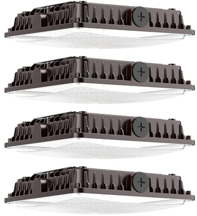 DEMILARE 100W LED Canopy Lights 4Pack, Selectable Wattage 100/80/60W 3CCT 3000/4000/5000K, IP65 ETL Listed Commercial Canopy Lights for Gas Station Warehouse Garage Shop