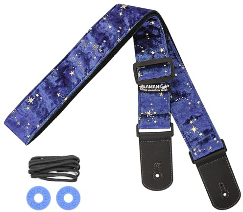 LUWOO Ukulele Strap Belt, Adjustable Shoulder Strap for Folk, Electric Guitar Bass, Starry Pattern Uke Strap for Mandolin, Banjo, Concert