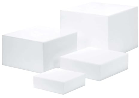 Yeria 4 alzate per buffet, alzate per alimenti in acrilico bianco, set di espositori per torte e dessert, cubi in acrilico per oggetti da collezione, catering, gioielli