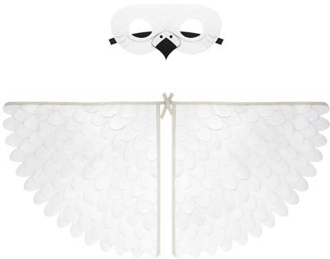 Proumhang Disfraz de alas de pájaro para niños de 3 a 8 años,Disfraz de búho de pájaro y Pavo Real,máscara de Ojo de Fieltro para niños y niñas y Conjunto de alas,Halloween,Estilo 21
